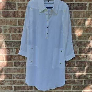 Carlisle White Button-Up Tunic Dress